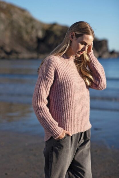 Womens Chunky Knit Alpaca and Wool Jumper Soft Pink