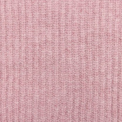Womens Chunky Rib Crew Neck Rose Pink Alpaca Wool Jumper Detail 4