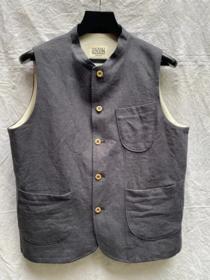 The Clayton Mens Charcoal Linen Gilet