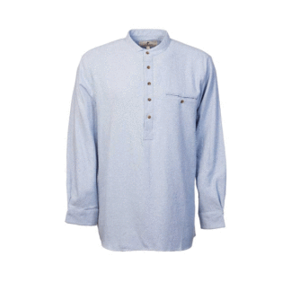 Mens Pale Blue Cotton Flannel Grandfather Shirt Main Image