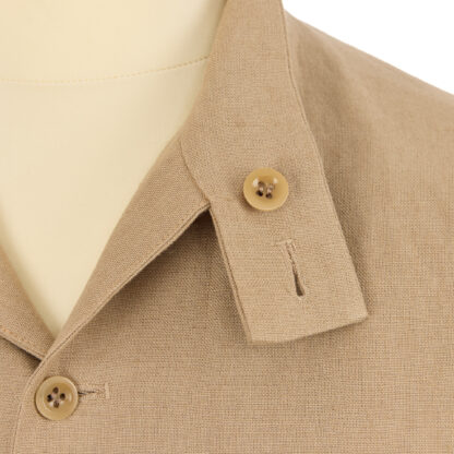 The Fournier Mens Mushroom Linen Jacket Detail of Collar 3