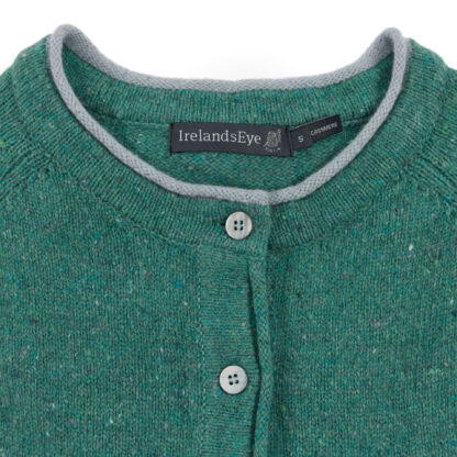 The Killiney Womens Sea Green Wool and Cashmere Cardigan Detail