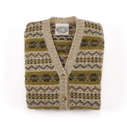 The Oxford Womens Shetland Wool Fair Isle Cardigan Folded