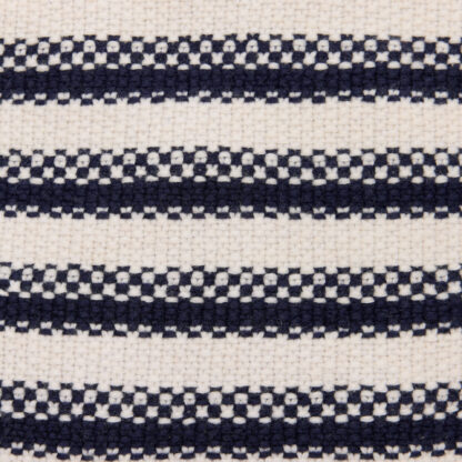 Womens Mock Neck Cream and Blue Striped Merino Wool Jumper Detail