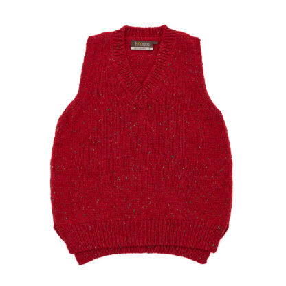 Womens Robin Red Donegal Wool V Neck Slipover